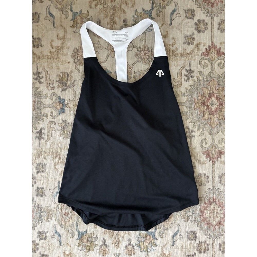 Women's Alpha Prime Athletic Black White Racerback Workout Activewear Size Small